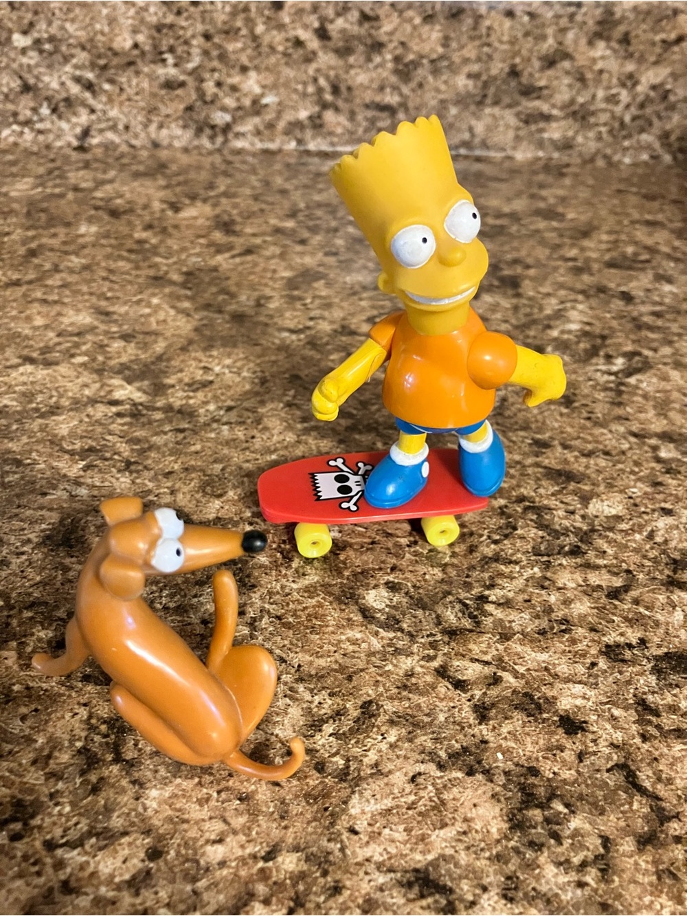 Yellow Bart Skateboard Figure with Brown Dog - Kids Toys